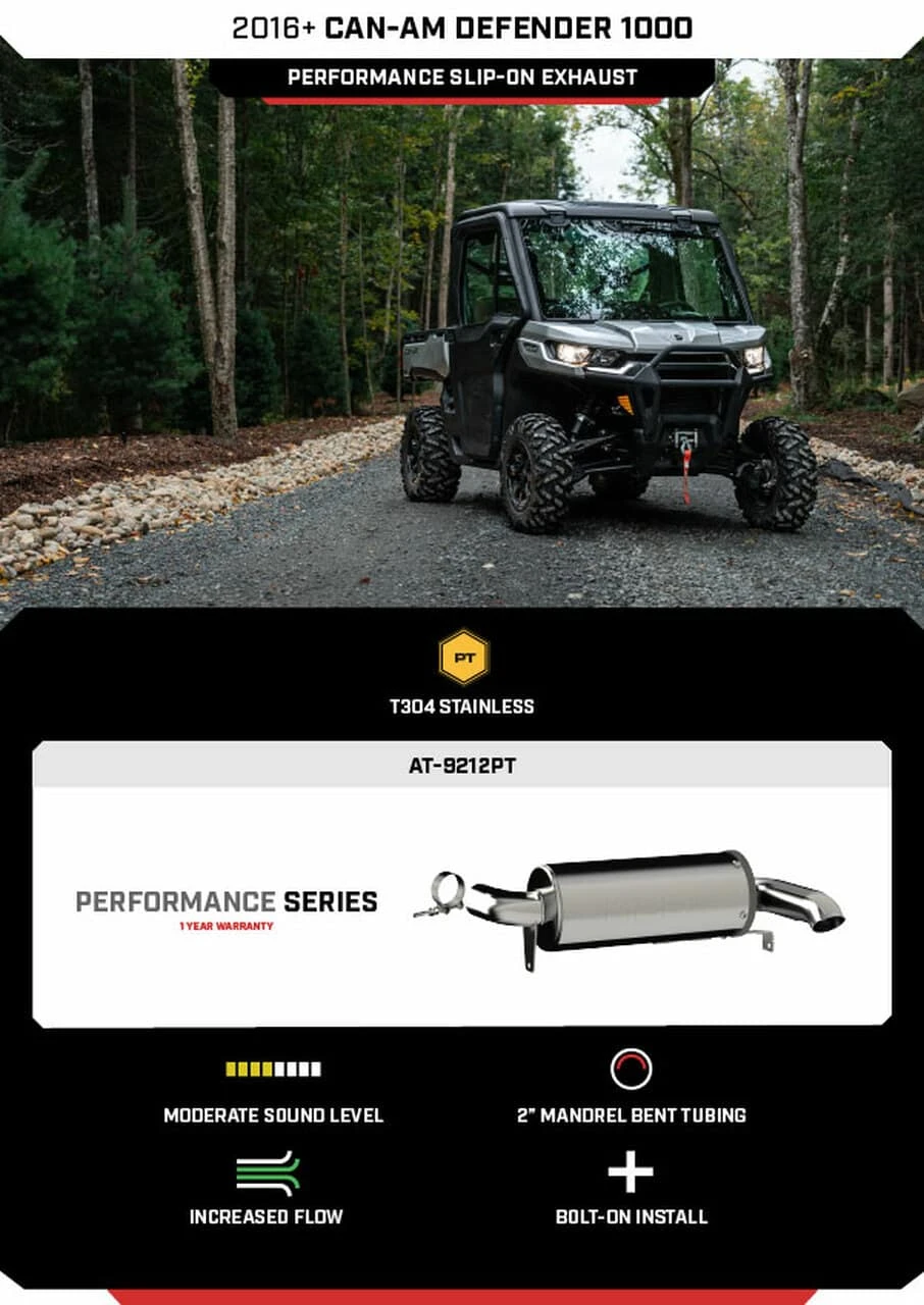 MBRP Can-Am Defender 2016-2022 HD10/HD9/HD8 5" Single Slip-on, Performance Series - Image 8