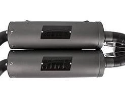 HMF Titan Quiet Series Dual Slip On Exhaust Gunmetal Polaris RZR XPT / Turbo S