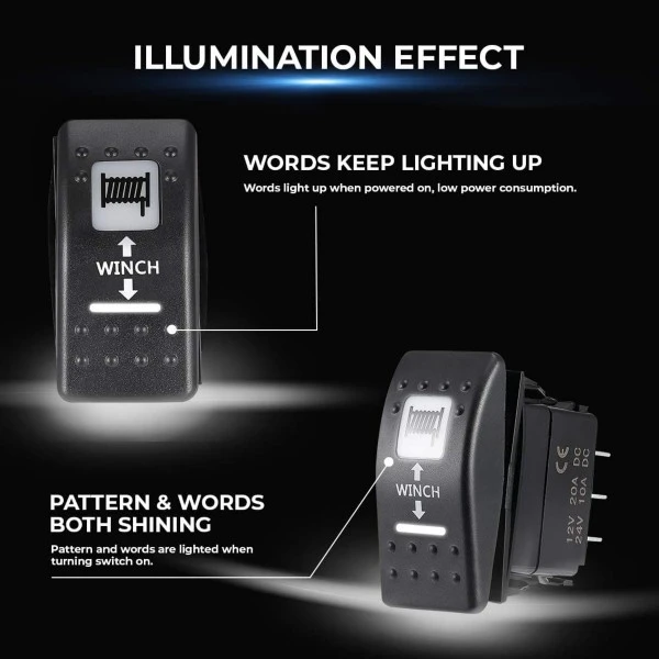 Kemimoto Polaris 20 Amp/12V 7Pin Winch Rocker Switches - Image 2