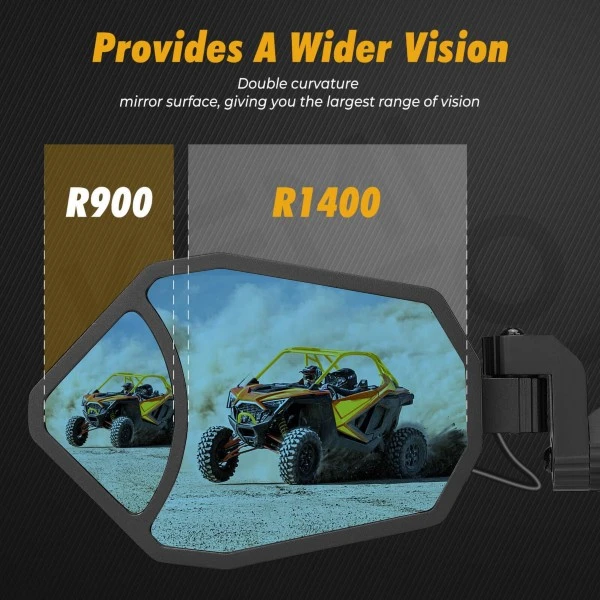 Kemimoto UTV 1.62"-2" Round Tube Adjustable Side Mirror With RGB Light - Image 4