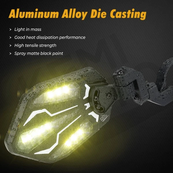 Kemimoto UTV 1.62"-2" Round Tube Adjustable Side Mirror With RGB Light - Image 5