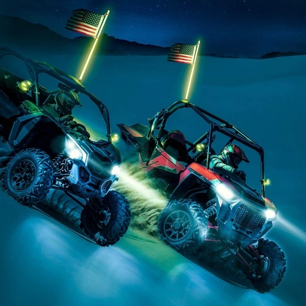 Kemimoto UTV 1.62"-2" Round Tube Adjustable Side Mirror With RGB Light - Image 7