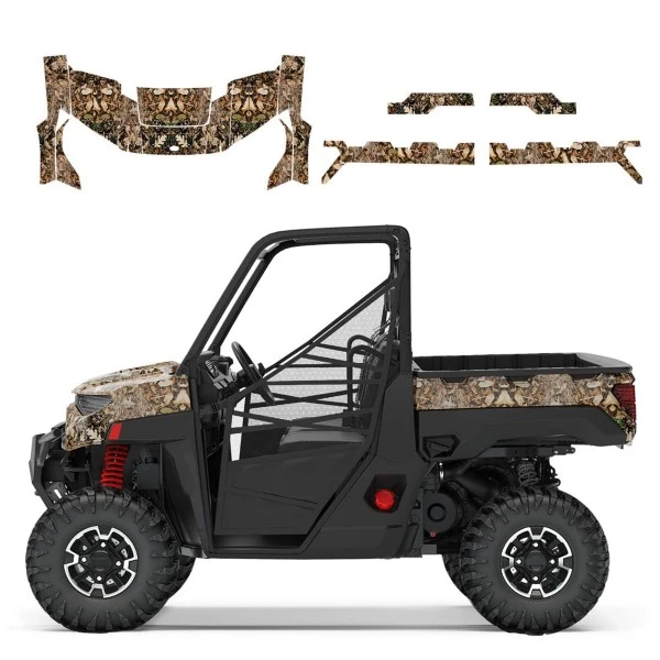 Kemimoto Polaris Ranger XP 1000/ Crew UTV Camo Wraps Graphics Kit - Light Green Leaves - Image 2