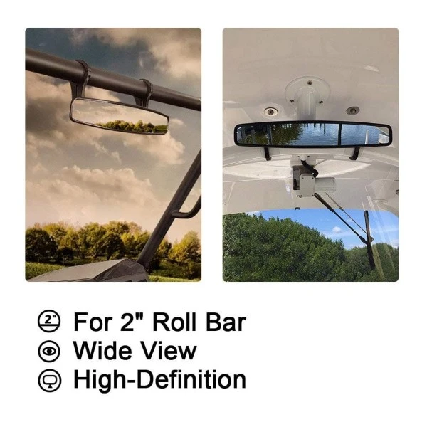 Kemimoto Universal Rear View Mirror With 2" Clamps - Image 3