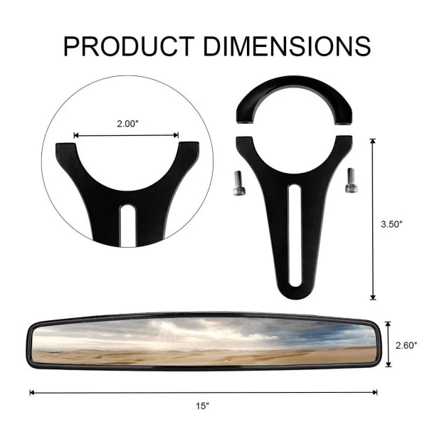 Kemimoto Universal Rear View Mirror With 2" Clamps - Image 6