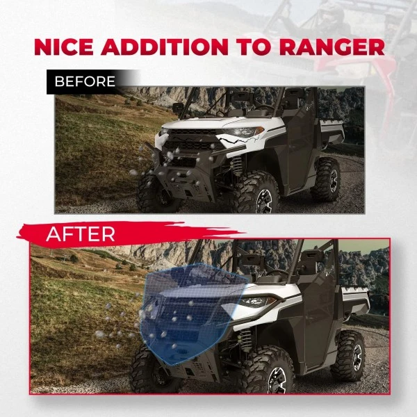 Kemimoto 2018-2023 Polaris Ranger Front Bumper, Front Brush Guard - Image 6