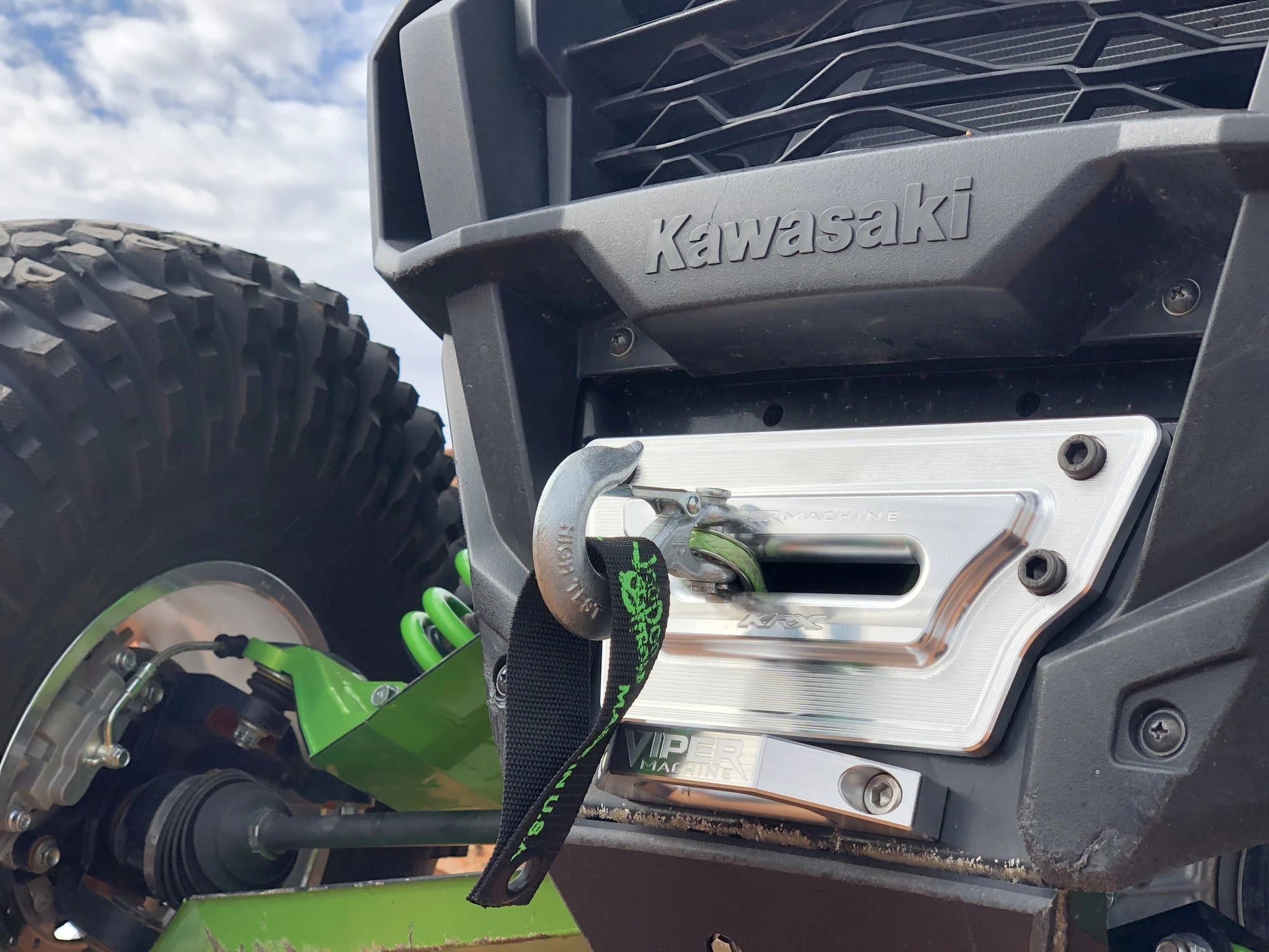 Viper Machine Kawasaki KRX 1000 Billet Winch Plate W/ Integrated Rope Hawse - Image 4