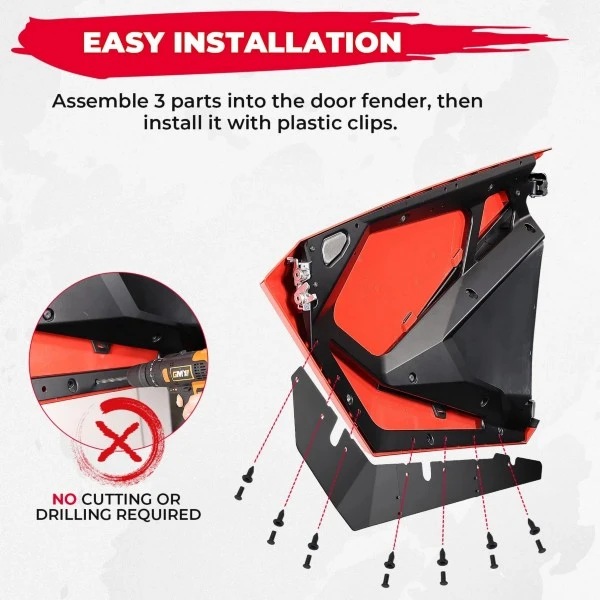 Kemimoto Polaris RZR Pro XP / Pro R / Turbo R 2020-2023 Lower Door Panels Insert Kit - Image 5