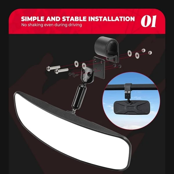 Kemimoto 1.75"-2" Roll Bar Rear View Mirror - Image 5