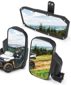Kemimoto Polaris Ranger 500 570 900 1000 XP UTV Side Mirrors And Center Mirror Set