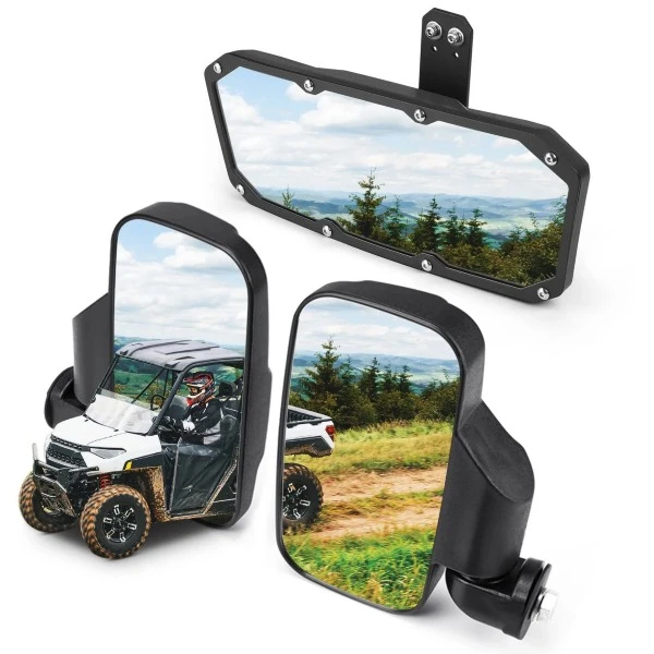 Kemimoto Polaris Ranger 500 570 900 1000 XP UTV Side Mirrors And Center Mirror Set