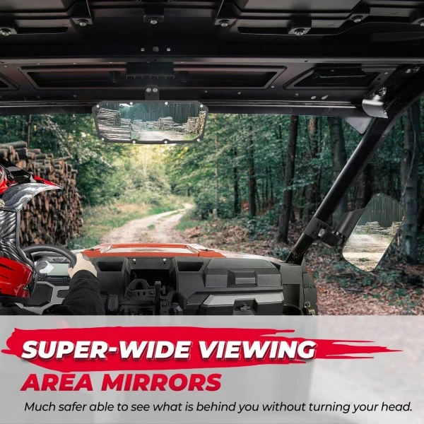 Kemimoto Polaris Ranger 500 570 900 1000 XP UTV Side Mirrors And Center Mirror Set - Image 2