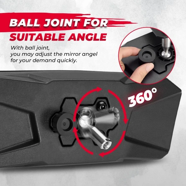 Kemimoto Polaris Ranger 500 570 900 1000 XP UTV Side Mirrors And Center Mirror Set - Image 6