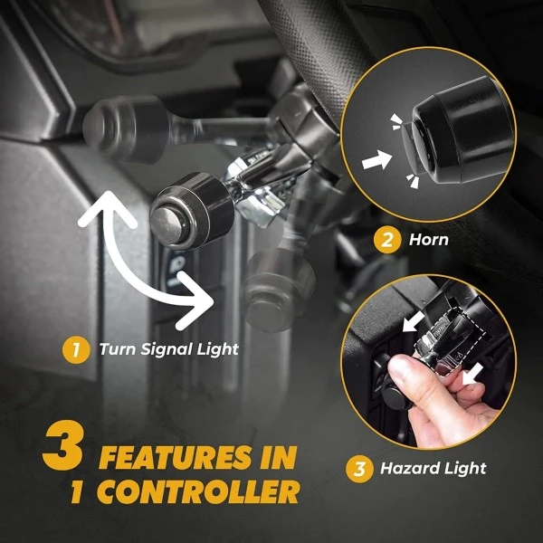 Kemimoto Polaris, Can-Am, Honda Turn Signal Kit With Column Turn Switch &105D Horn - Image 5