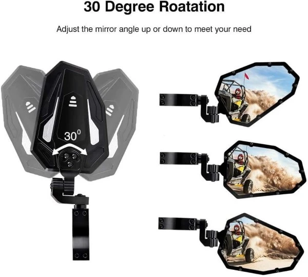 Kemimoto Universal UTV 1.75"-2" Rear View Side Mirror Fit - Image 5