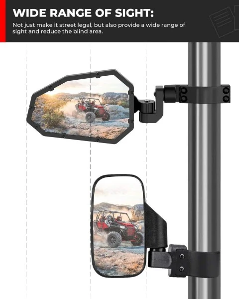 Kemimoto Universal UTV 1.75"-2" Rear View Side Mirror Fit - Image 6