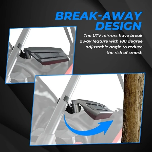 Kemimoto Universal UTV Side Mirrors With 1.75"-2" Roll Bar - Image 3