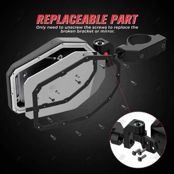 Kemimoto Honda Pioneer 1000 / Talon Mirrors With LED Turn Signal Lights (New Design) - Image 6