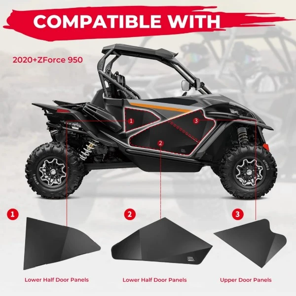 Kemimoto CFMOTO ZForce 950 Aluminum Lower Doors Inserts - Image 6